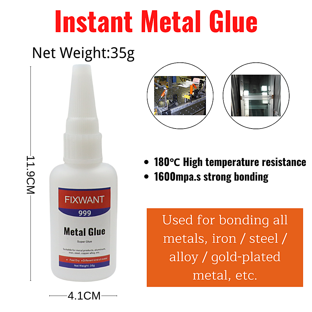 FIXWANT 999 Instant Meta Glue 35g Resistance Instant Metal Glue Cast Iron  Steel Aluminum Copper Sheet Zinc Alloy