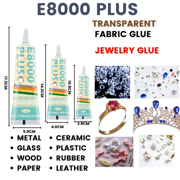 FIXWANT E8000 Plus Jewelry Glue (Clear)-15ML/ 50ml/ 110ml