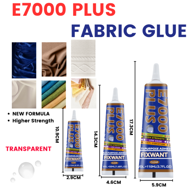 FIXWANT E7000 Plus Fabric Glue (Clear)-15ML/50ml/110ml