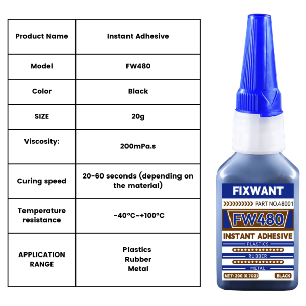FIXWANT FW480 Black Instant Adhesive 20g
