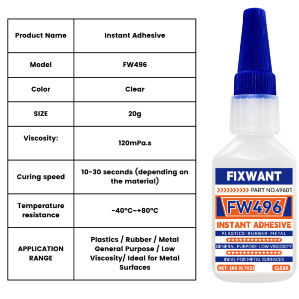 FIXWANT FW496 Clear Instant Adhesive 20g